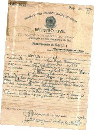Certid&atilde;o de Nascimento